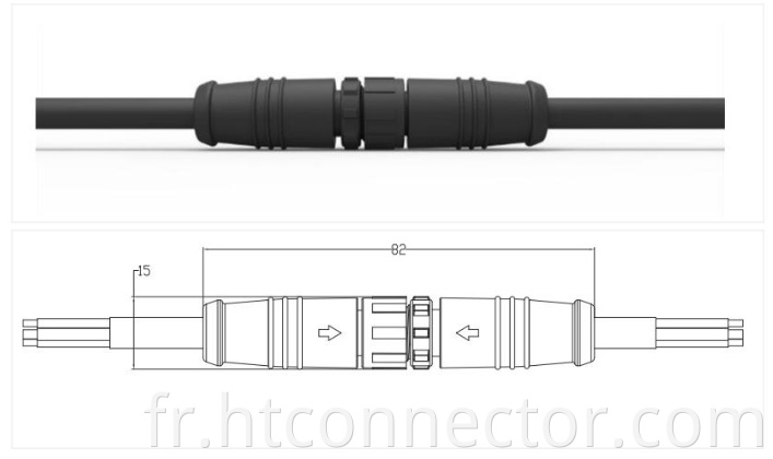 Waterproof connector with nylon rubber nut